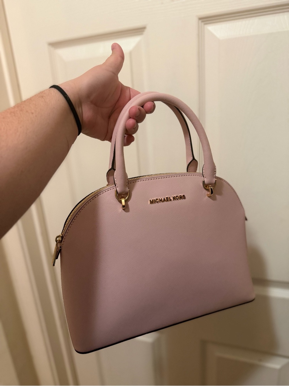 Michael Kors Blush Dome Satchel with Gold Hardware